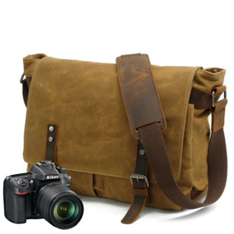 

Canvas Vintage SLR Camera Bag Shoulder Strap Case Casual Shoulder Messenger Pack for Canon Sony Waterproof Bag
