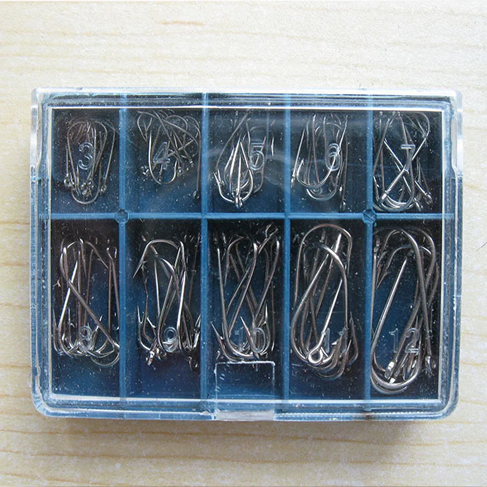 

50 Pcs/Box Barbed Fishing Hooks With Hole #3-#12 Steel Fishing Hook Carp