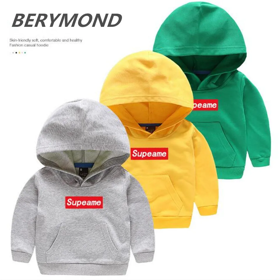 

2018 new children Sweatshirts clothing Spring autumn kids boys girls hooded sweatshirt Red bottom white letter tide Sweater