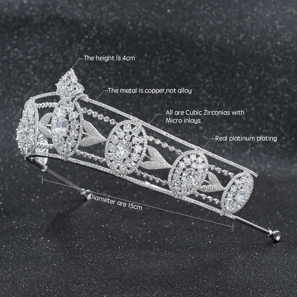 Новые кристаллы CZ кубический цирконий Свадебные пшеницы диадема Тиары Корона Для женщин для выпускного на волосы Jewelry аксессуары CH10258