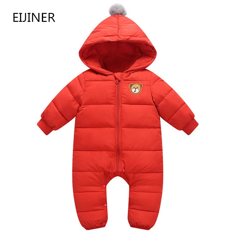 

Baby Rompers Winter 2019 Long Sleeve Hooded Baby Jumpsuit Newborn Romper Cartoon Bear Baby Boy Clothes Baby Girl Clothes