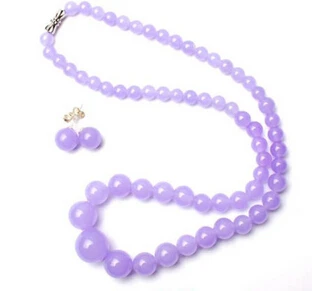 

xiuli 00545 Pretty Handmade 6-14mm Natural Lavender Tower Beads Necklace Earrings Set