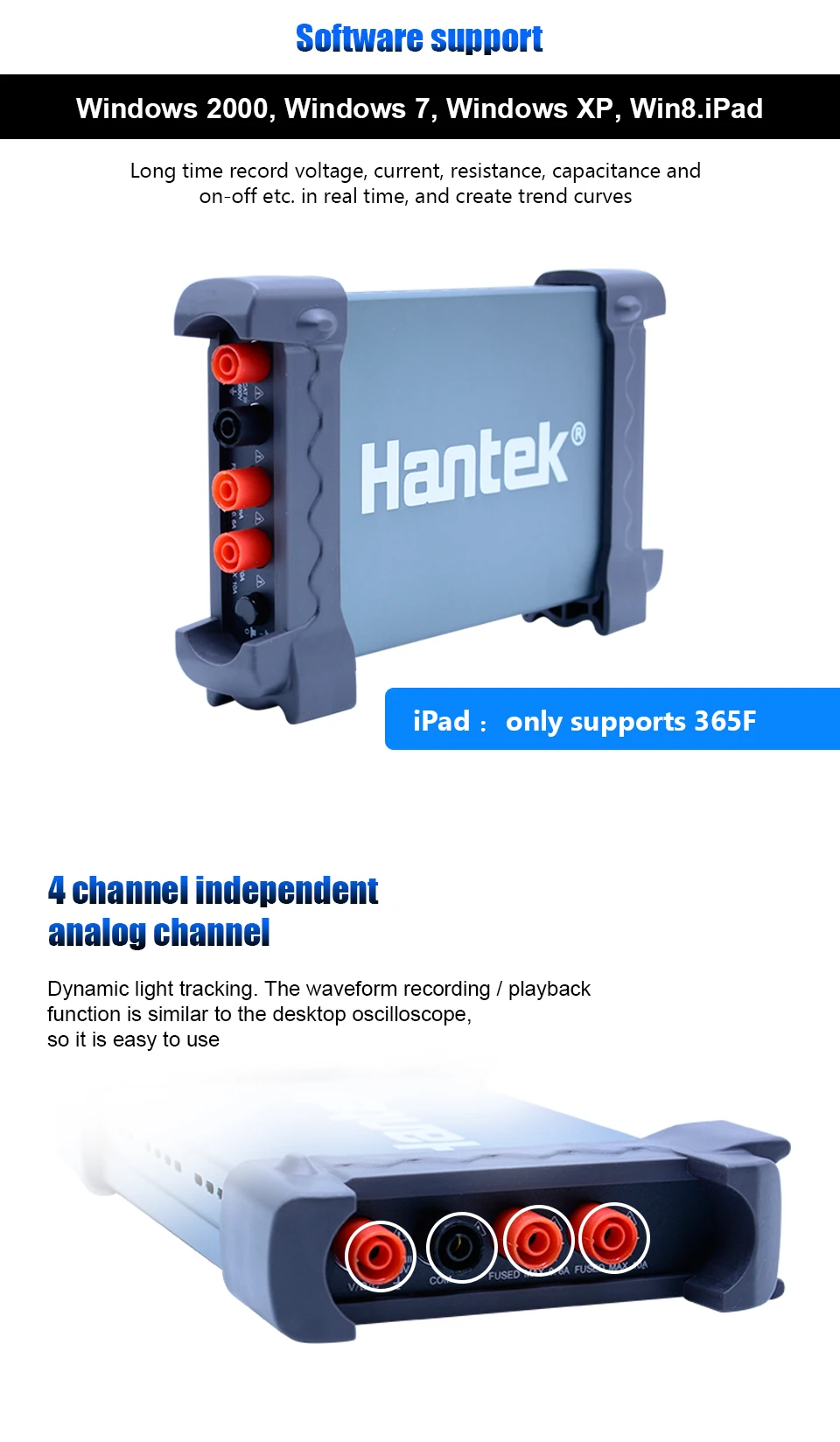 Hantek 365A/B/F PC USB цифровой регистратор данных Регистратор bluetooth регистраторы мультиметр Напряжение Ток Сопротивление температура тестер