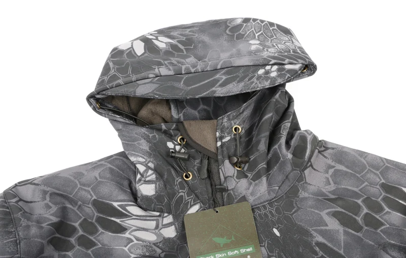 Externo de Pele de Tubarão Esporte com Capuz para Caça Jaqueta Militar Camuflagem Masculina Impermeável Tactical Revestimento Macio Uso Tad 18 Esporte e Lazer