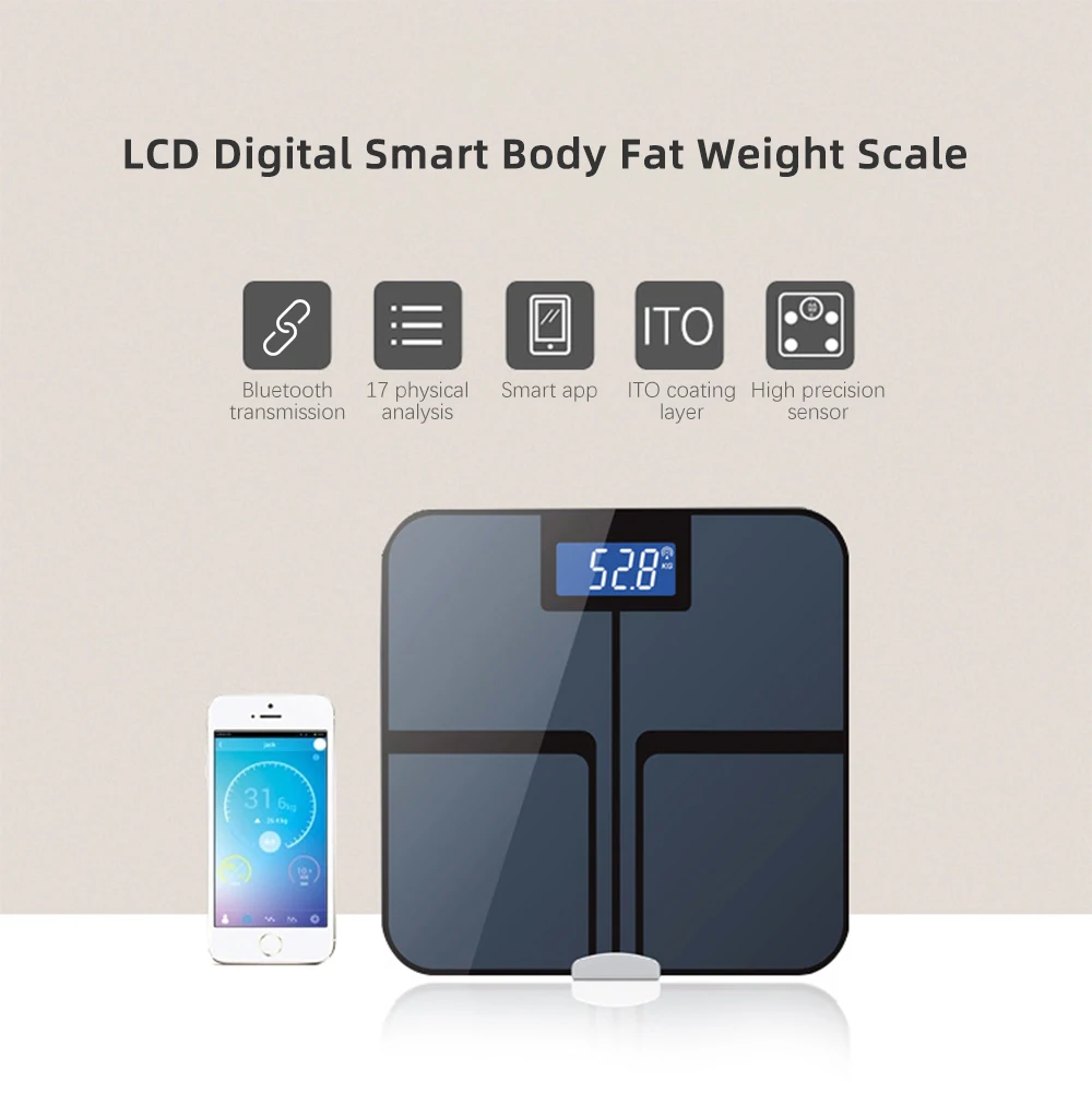Умные сенсорные Bluetooth весы для измерения веса с ЖК-дисплеем, цифровые весы для измерения веса тела, жира, мышц, 3-180 кг, с управлением через приложение, весы для ванной комнаты
