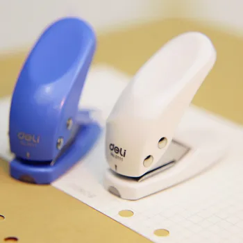 

portable pocket-size single hole punch loose-leaf diy 6mm standard deli 0111 manual punch