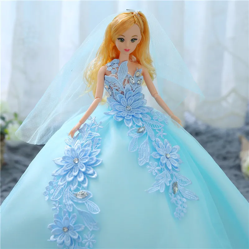Mini Bride Trailing Wedding Doll Dream Princess Evening Party Clothes Wears Long Dress Set Child Birthday Present Girl's Gift | Игрушки и