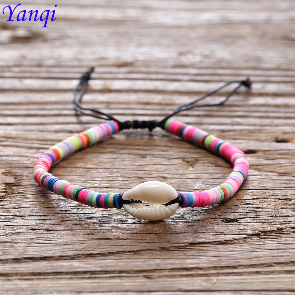 

Boho Ethnic Style Natural Seashell Handmade Hand Knit Bracelet Shells Bracelets Colour Resin For Women Delicate Jewelry Gift