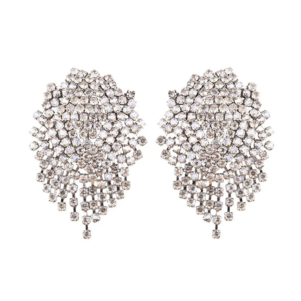 Girlgo 20 дизайнерских висячих сережек из белого стекла с кристаллами для женщин, яркие прозрачные сережки с кисточками, свадебные ювелирные изделия для ушей - Окраска металла: 2