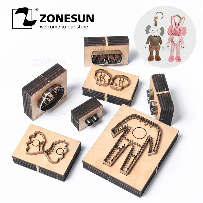 

ZONESUN Customized Leather Cutting Die DIY Key Ring Wooden Template Knife Punching Key Chain Cutting Mould Cutter Leather Tools