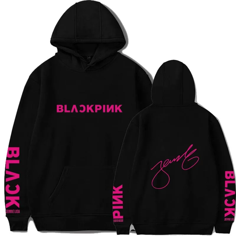 KPOP Корейская мода Blackpink JISOO Jennie Kim Rose хлопковые толстовки с фирменным принтом шляпа одежда пуловеры толстовки - Цвет: 13