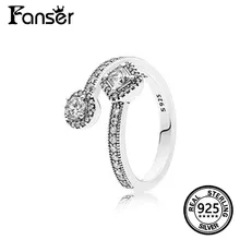 FANSER Retro Open Ring Geniune 100% S925 Pure Silver Original Copy Has Logo Women Jewelry Fashion Micro pave