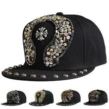 Бейсболки ручной работы в европейском стиле с пластиковыми заклепками в стиле панк для мужчин и женщин, шапки в стиле хип-хоп, стразы, черная шапка разных цветов, регулируемые 56-60 см
