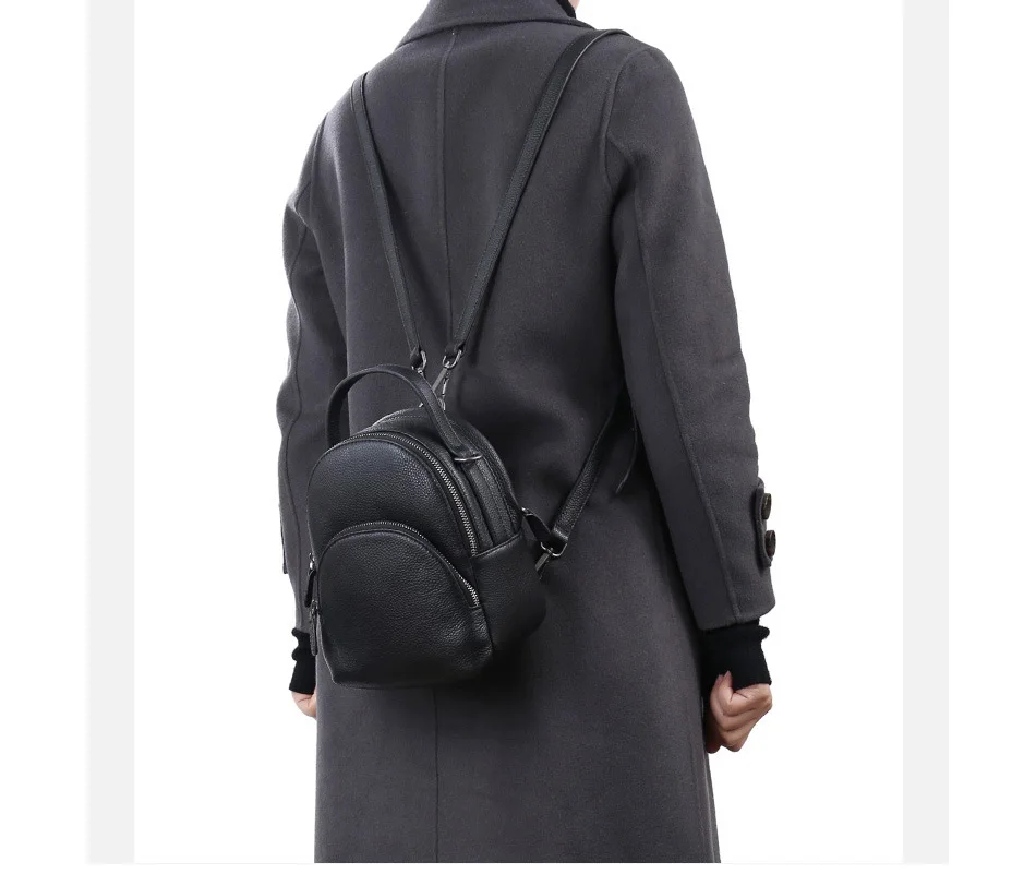 Zency Модный женский рюкзак из натуральной кожи Повседневный ранец стиль преппи школьная сумка маленькие дорожные сумки черный серый