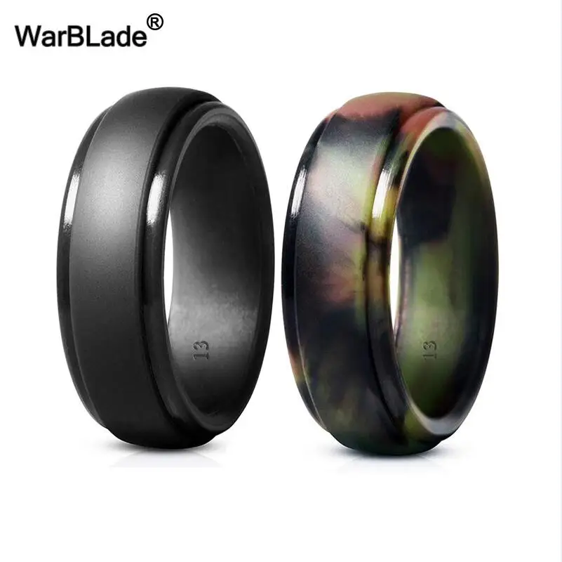 WarBLade пищевой FDA силиконовые кольца мужские свадебные резинки гипоаллергенные гибкие антибактериальные силиконовые кольца для пальцев - Цвет основного камня: 2pcs