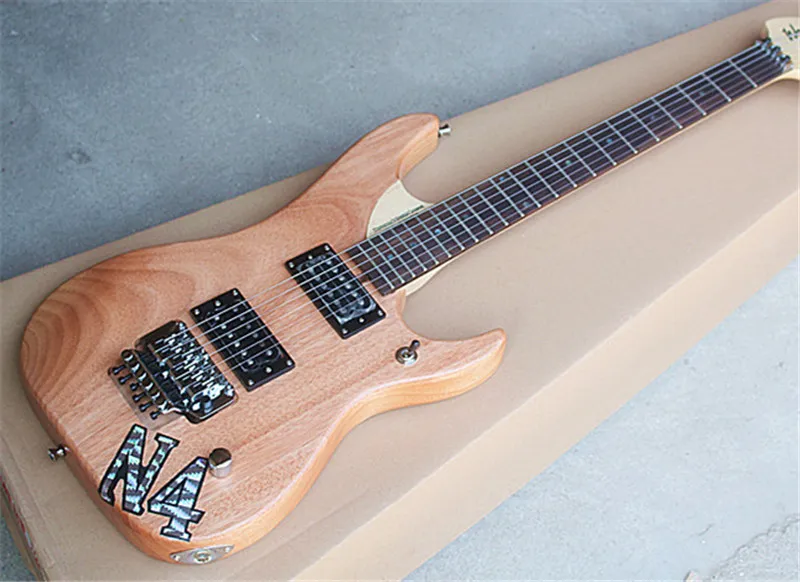 

Natural Wood Color Mahogany Electric Guitar with Reverse Head,HH Pickups,Tremolo,Chrome Hardware,can be customized
