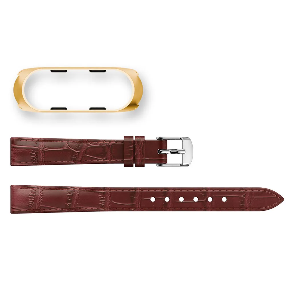 Кожаный ремешок на запястье браслет для mi Band 4 Замена кожаный ремешок, браслет металлический корпус для Xiaomi mi Band 4 c625 - Цвет: Coffee