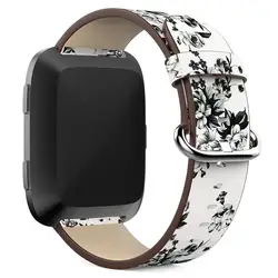 Спортивные часы кожаный смарт-ремешок для Fitbit Versa аксессуары пион Браслеты Ремешок Браслет цветок ремешок Замена