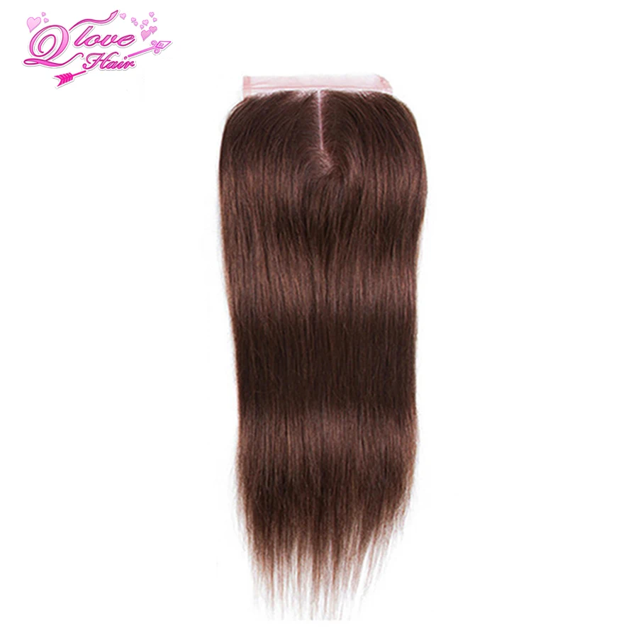 Queen Love предварительно крашеные бразильские волосы прямые 100% человеческие волосы плетение #4 цвета 3 пучка с закрытием волос расширение не-Remy