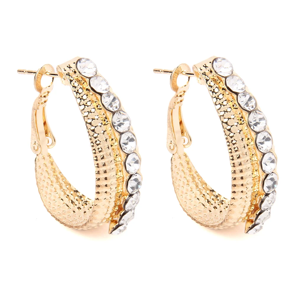 

Hoop Earrings Boho Fashion Pendientes aretes Stainless steel Earring with rhinestone Huggie Beautiful Earrings For Women brincos