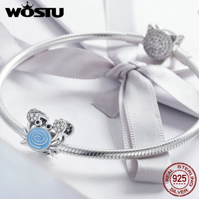 WOSTU 100% Стерлинговое Серебро 925 пробы прекрасный прозрачный CZ краб Очаровательные