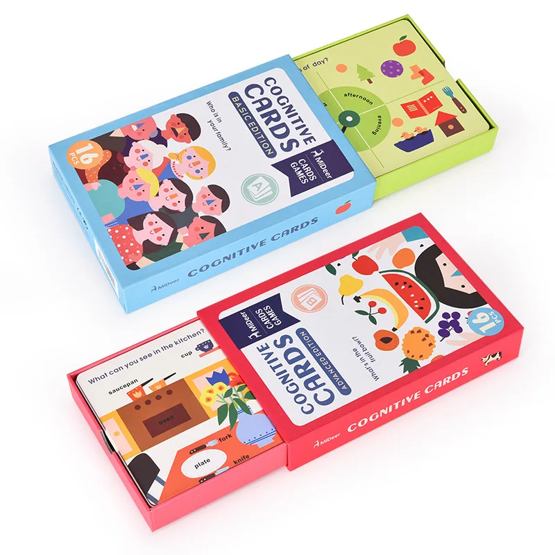 

Kids 16 PCS Cognitive Early Learning Flash Cards Game Basic Advanced Edition Educational Toys for Children Christmas Gift