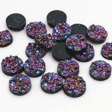 Новая мода 40 шт 12 мм Аврора цвета натуральная руда стиль плоская задняя Смола Кабошоны для браслета серьги accessories-V4-08