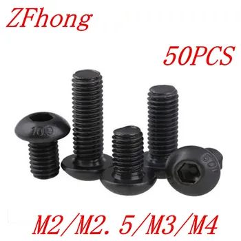 

50pcs ISO7380 M2 M2.5 M3 Grade 10.9 black Hex socket Round Button Head Screw Screws