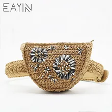 Соломенная женская поясная сумка Деньги телефон кошелек модные сумки через плечо для женщин сумки поясная сумка плетеные сумочки