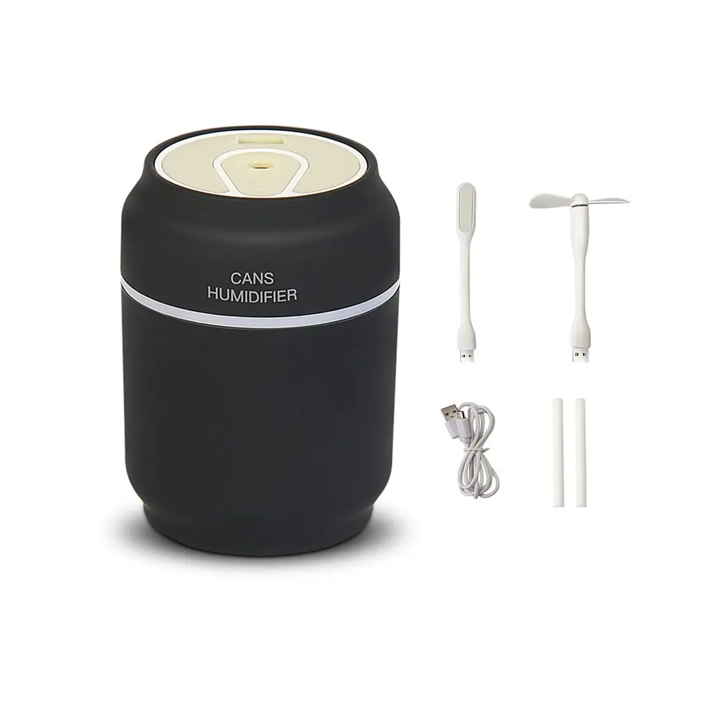 

3 in 1 200ml USB Can Shape Air Humidifier 4 Color LED Aroma Lamp Essential Oil Diffuser Mist Maker Fogger with Mini Fan