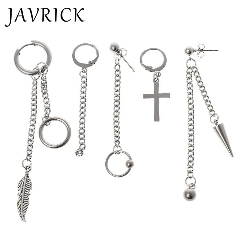 

5 Pcs/Set New Women Men Jewelry Earrings Stainless Steel Simple Korean Style Hip Hop Star Decoration Boys Gifts Charms