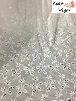 

NEW! factory directing sale (1yard) 100% cotton white good quality full embroidery fabric for lady dress wedding party lace