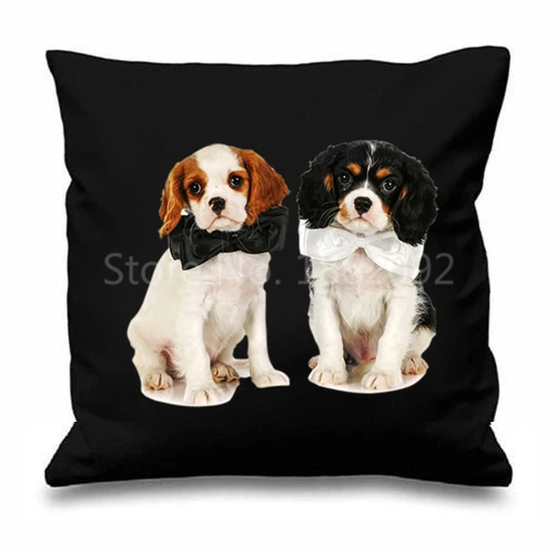 

Cute Couple of King Charles Cavalier Spaniels Cushion Cover King Charles Cavalier Dog Throw Pillow Case Fashion Room Decor Gifts