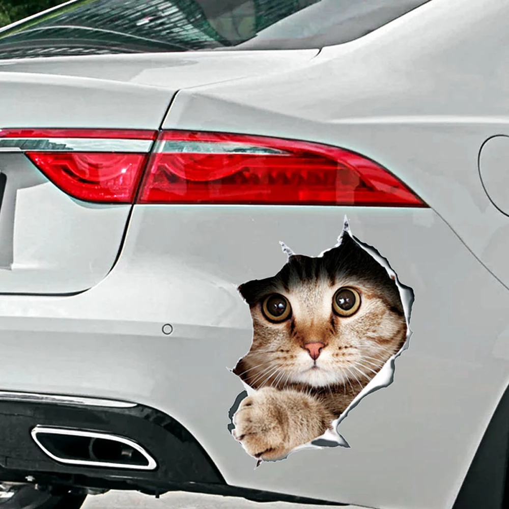 13-18CM-fashion-car-accessories-3D-stereo-anime-funny-creative-personality-kitten-simulation-car-styling