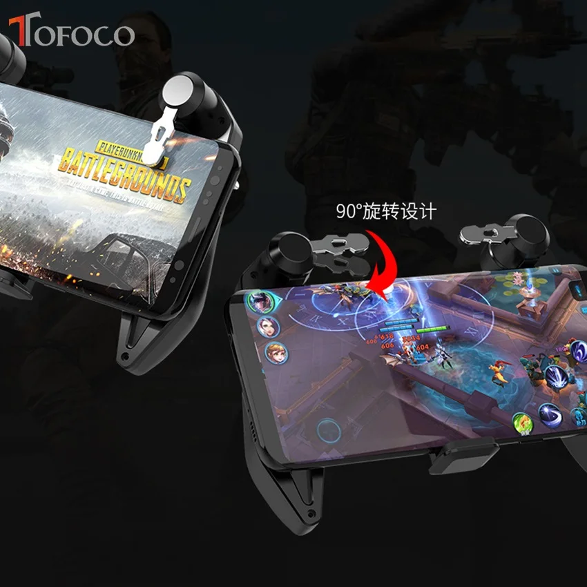  S6 Aluminum Alloy Six Finger All-in-One PUBG Mobile Game Controller L1 R1 Free Fire Key Button Joys