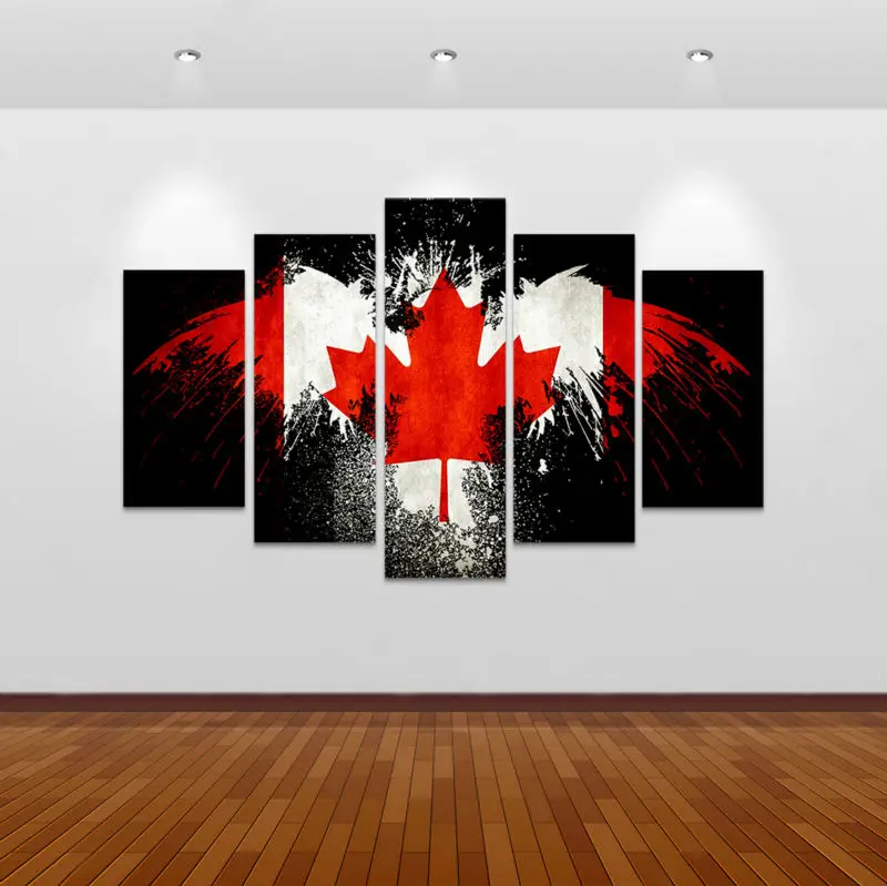 5 piece canvas art new canada flag wall art Canvas Painting decorations