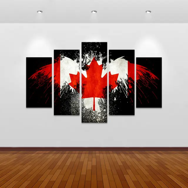 Buy 5 piece canvas art new canada flag wall art Canvas