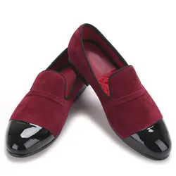Ручной работы Для мужчин бархатные туфли с черной лакированной кожи носком высококачественные Выходные туфли на выпускной бал и банкет