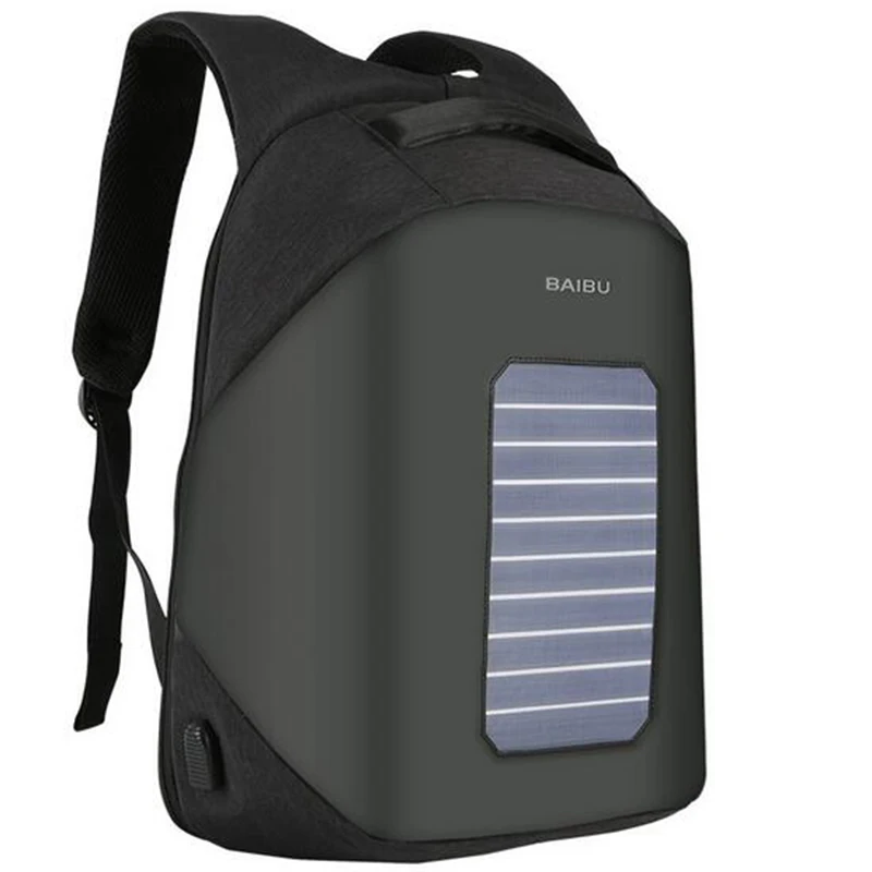 

BAIBU Solar Charging Men Backpack Business Women Travel Bags Anti-theft USB Charge 15.6 inch Laptop Backpack For Teenager