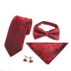 Свадебные Мужские галстуки платок запонки «бантики» набор Пейсли жаккардовые галстуки Свадебный квадратный Карманный костюм галстук Gravata