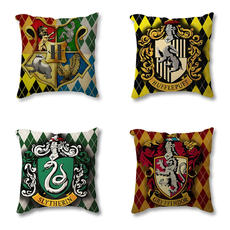 

Hot Sales Harry Potter Printed Cushion Cover Hufflepuff Gryffindor Slytherin Ravenclaw Decorative Sofa Throw Pillow Case