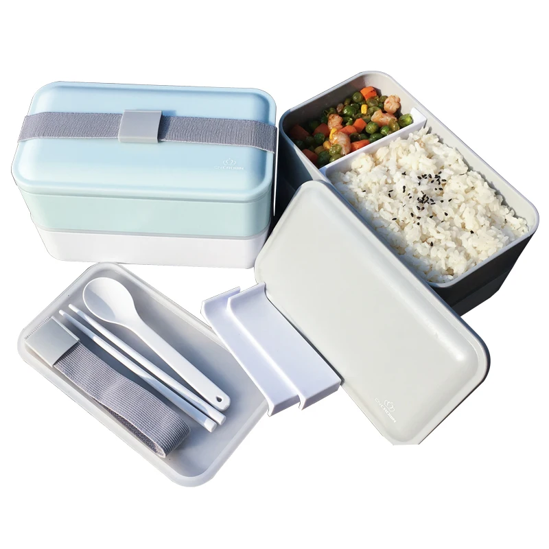 Double layer lunch box Japanese student bento boxes can heat by