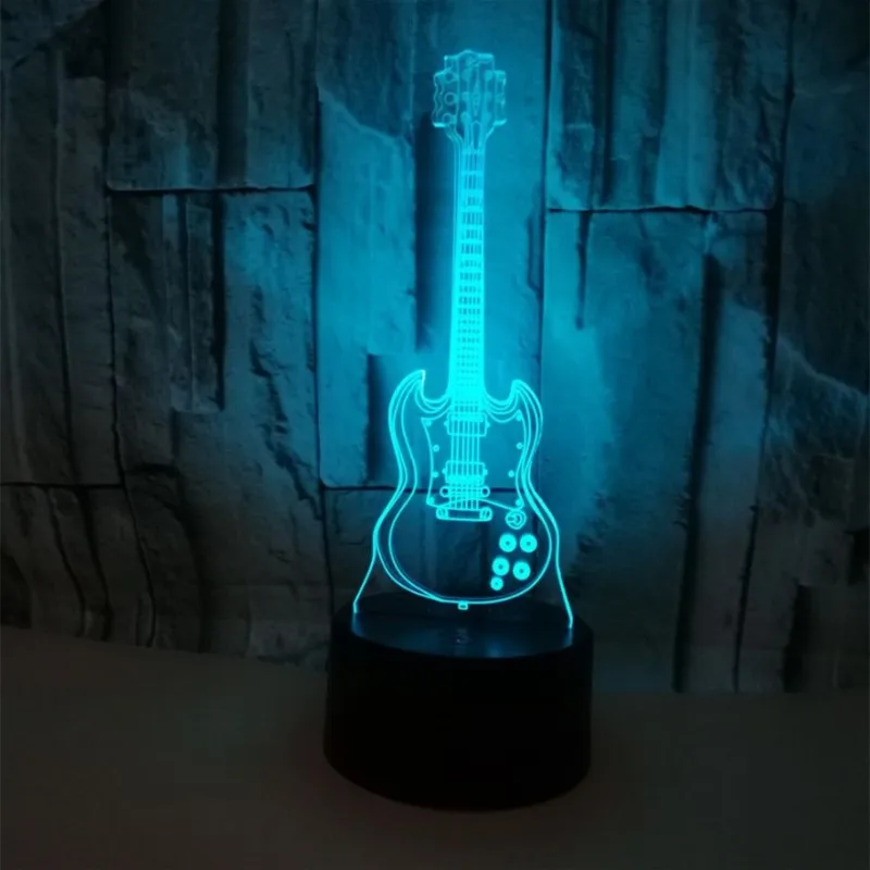 Цветная гитара сенсорный 3d лампа Иллюзия светодиодный ночник USB атмосфера
