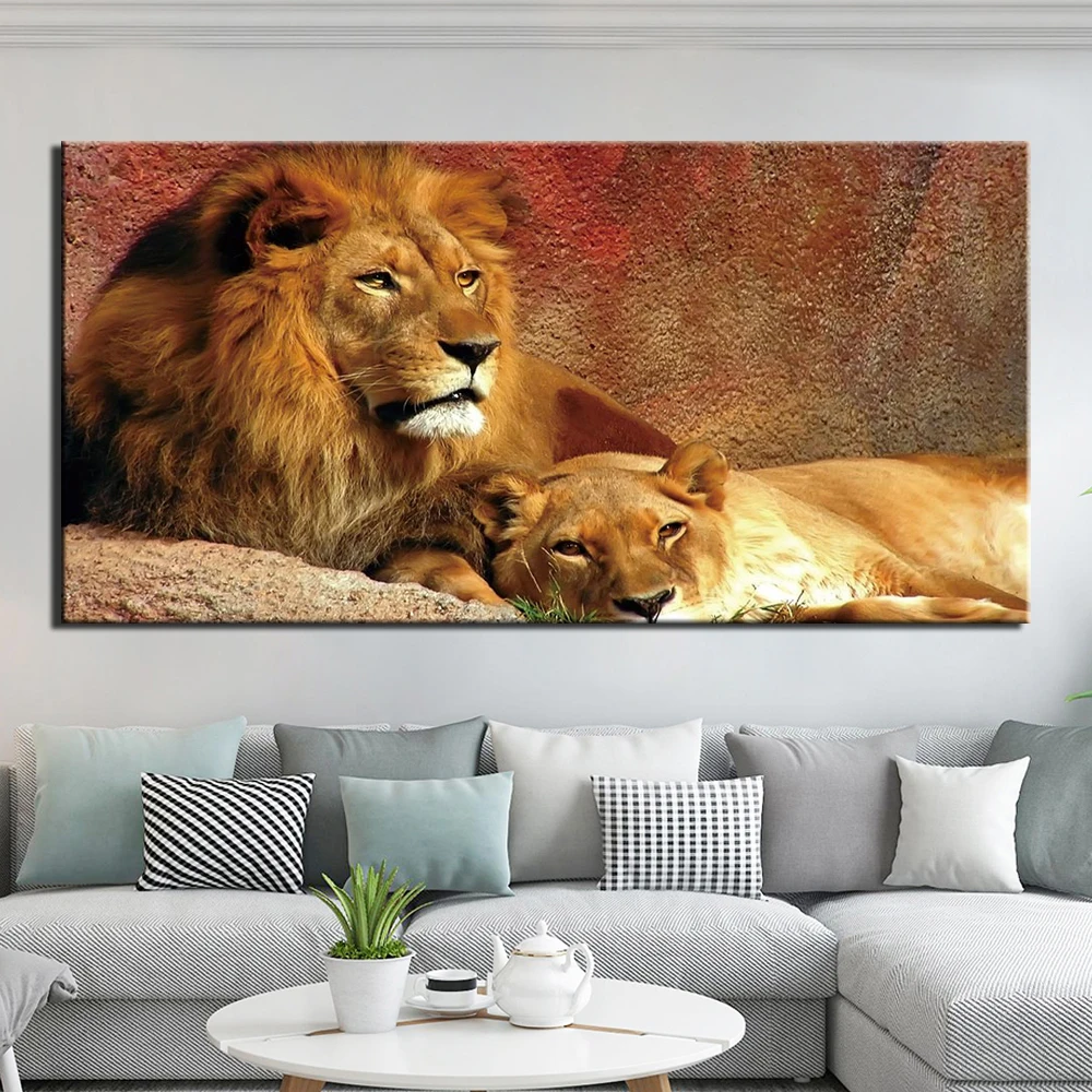 Animal lion Wall Art Canvas Poster Print Painting on Picture for Living Room Decoration | Дом и сад
