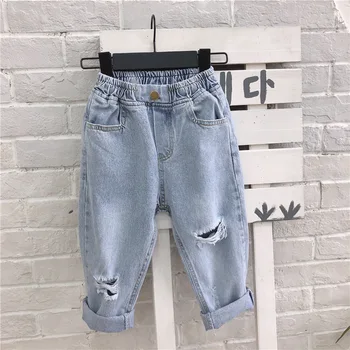 

Baby Girl Denim Pants Children's Fashion Jeans Kids Boys Broken Hole Pants Baby Boys and Girls Casual Jeans Trousers Girl Jeans