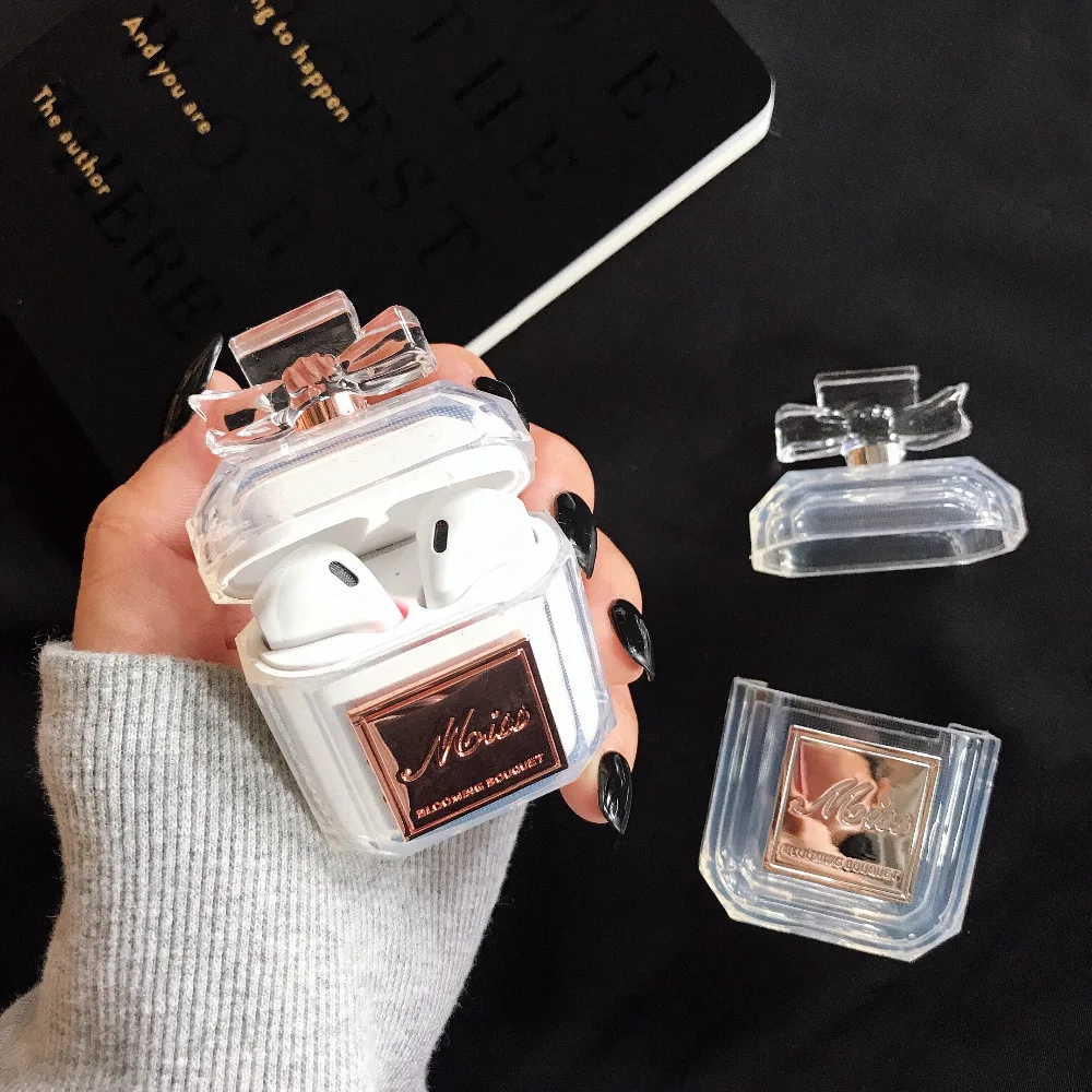 

Luxurious French perfume bottle Shockproof TPU Silicone Box Protective Cover Cases For Apple Airpods Box Case For Air Pods