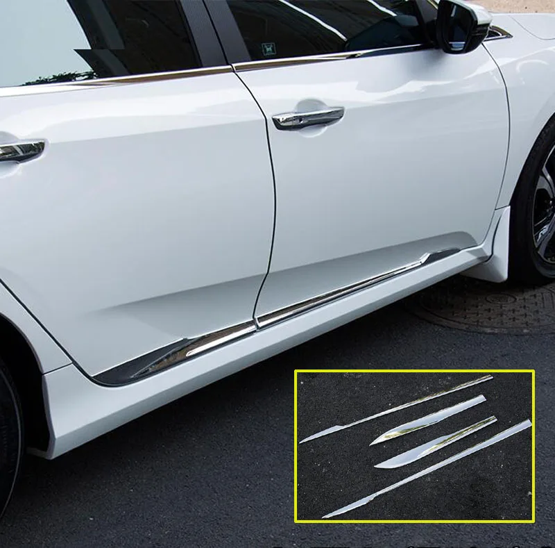 

CAR ACCESSORIES FOR HONDA CIVIC SEDAN 2016 2017 CHROME BODY MOLDING DOOR SIDE COVER LINE LINING PROTECTOR TRIM ACCENT MOULDING