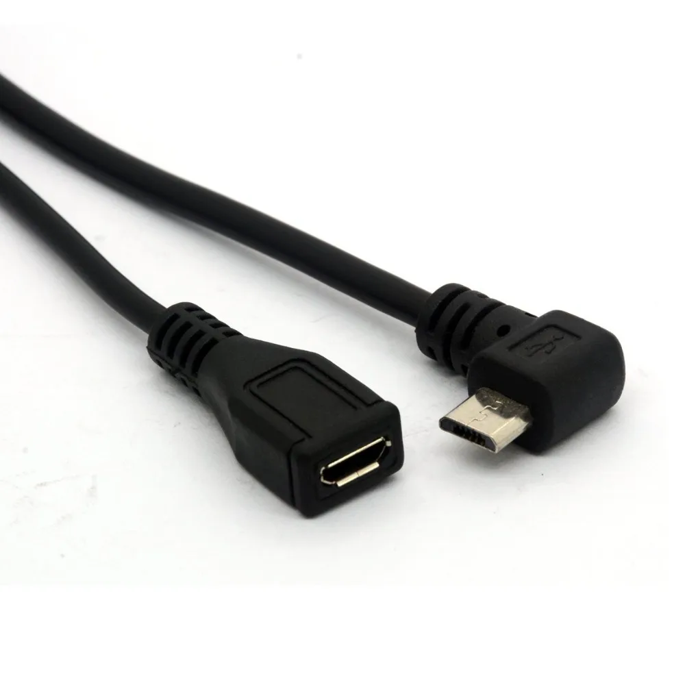Angled Micro USB Y Splitter Cable OTG Power Enhancer Cord USB 2.0 A Female to 90 Degree Male and Straight Micro Female Adapter