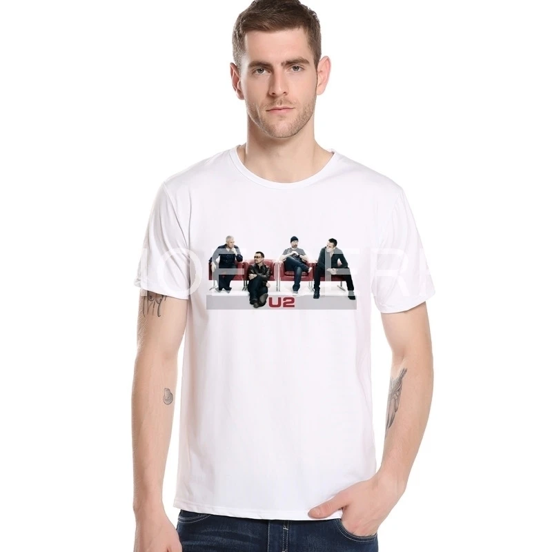 Новинка года, U2, летняя мужская футболка с короткими рукавами, Повседневная модная футболка с рисунком, Приталенная футболка, мужские футболки с круглым вырезом, M26-12