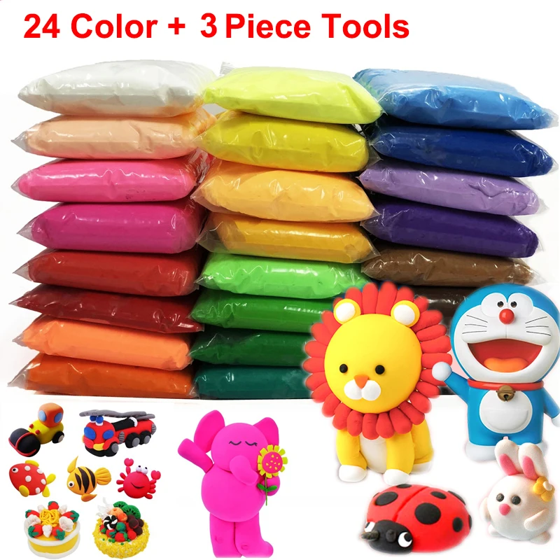 

24 Color/set Light Clay With 3 Tools Air Dry Light Colorful Clay Creative DIY Handmade Educational Soft Play Dough Toy Gift